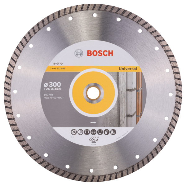 Bosch Diamanttrennscheibe Standard for Universal Turbo, 300 x 20,00/25,40 x 3 x 10, 1er-Pack 2608602586
