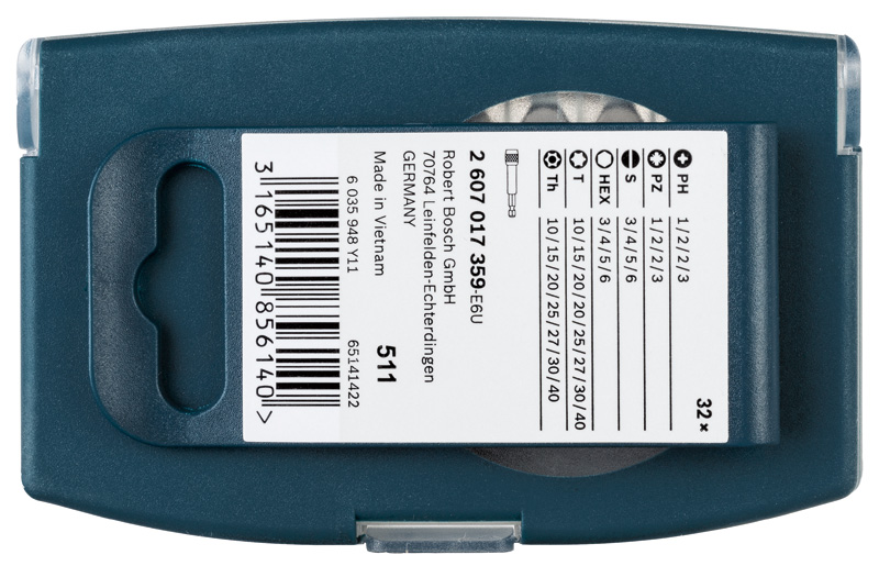 Bosch 32-teilig Schrauberbit Set blau 2607017359