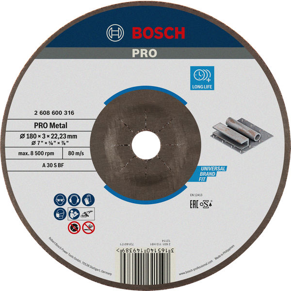 Bosch PRO Metal Trennscheibe, 180 x 3 x 22,23 mm 2608600316